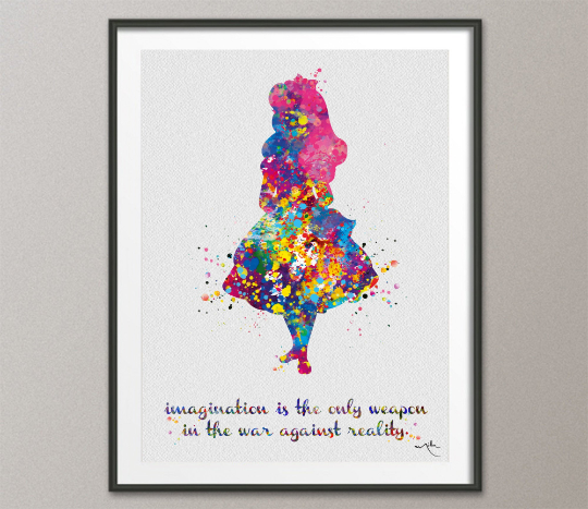 Alice in Wonderland Motivational Quote Watercolor Print Archival Fine Art Print Nursery For Kids Wall Art Wall Decor Geek Wall Hanging-359 - CocoMilla