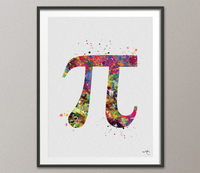 Pi Symbol Art Watercolor Print Math Teacher Gift Math Art Gift Numbers Nerdy Geek Student Mathematics Art Science Dorm PI Wall Poster-543 - CocoMilla
