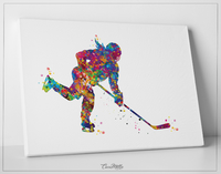 Ice Hockey Player Girl Watercolor Print Ice Skating Skater Female Woman Mom Wall Art Dorm Decor Hockey Team Coach Sports Wall Art Decor-1534 - CocoMilla