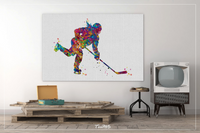 Ice Hockey Player Girl Watercolor Print Ice Skating Skater Female Woman Mom Wall Art Dorm Decor Hockey Team Coach Sports Wall Art Decor-1534 - CocoMilla