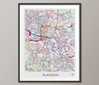 Glasgow Map Print, Watercolor Art Print, Glasgow Street Map, Travel Decor, Wanderlust, Map Art, Wall Hanging, Scotland Street Map-885 - CocoMilla