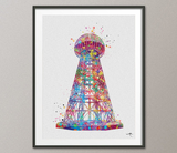Tesla Tower Watercolor Print Wardenclyffe Tower Art Tesla Magnifying Transmitter Science Art Physics Electrical Energy Steampunk Art-1152 - CocoMilla