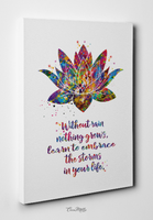 Lotus Quote Watercolor Print Rain Quote Gift Poster Yoga Studio Relaxation Housewarming Inspirational Wall Art Motivational Quote Art-1513 - CocoMilla