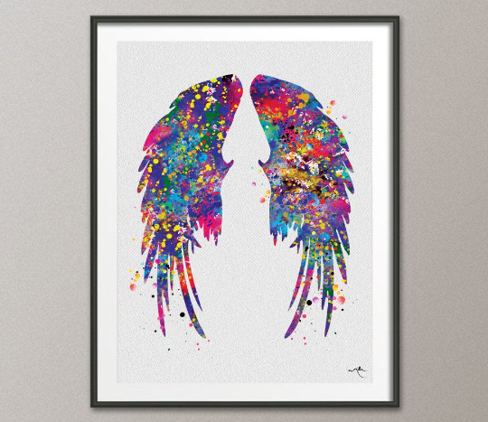 Wings Watercolor Angel Wings Print Feathers Art Print Boho Wall Art Poster Giclee Wall Decor Art Mystic Home Decor Wall Hanging [NO 818] - CocoMilla