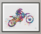Motocross Watercolor Print Motorcycle Jump Sport Bike Motorbike Stunt Racing Bike Dirt Bike Motocross Sports Poster Wall Art Christmas-1082 - CocoMilla