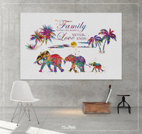 Elephant Family Quote Art Watercolor Print Wedding Gift Anniversary Gift Wall Art Nursery Wall Decor Family Art Home Decor Wall Hanging-1369 - CocoMilla