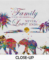 Elephant Family Quote Art Watercolor Print Wedding Gift Anniversary Gift Wall Art Nursery Wall Decor Family Art Home Decor Wall Hanging-1369 - CocoMilla