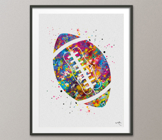 American Football Ball Watercolor Print Football Gift Wall Decor Sports Poster Home Decor Kids Personalised Custom Gifts Sport Wall Art-1312 - CocoMilla