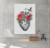 Heart Anatomy Floral Watercolor Print Cardiology Decor Medical Art Print Office Decoration Flowers Heart Doctor Print Nerd Wall Hanging-1333 - CocoMilla