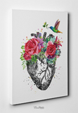 Heart Anatomy Floral Watercolor Print Cardiology Decor Medical Art Print Office Decoration Flowers Heart Doctor Print Nerd Wall Hanging-1333 - CocoMilla
