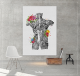 Muscles of Back Floral Watercolor Print Human Muscle Flowers Anatomy Medical Art Science Art Orthopedic Chiropractor Clinic Office Art-1344 - CocoMilla