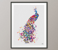 Peacock Watercolor Art Print Peacock Painting Peacock Bird Art Print Wall Art Poster Giclee Wall Decor Art Home Decor Wall Hanging [NO 765] - CocoMilla