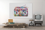 Boombox Watercolor Print Cassette Player Retro Radio Music Art Wall Art Hip Hop Poster Vintage Decor Gift Teen Musical Music Studio-1523 - CocoMilla