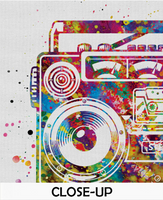 Boombox Watercolor Print Cassette Player Retro Radio Music Art Wall Art Hip Hop Poster Vintage Decor Gift Teen Musical Music Studio-1523 - CocoMilla