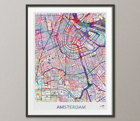 Amsterdam Map Netherland Amsterdam City Map Art Print Wall Art Poster Holland Wall Decor Wanderlust Decor Wall Hanging Travel Decor [NO 788] - CocoMilla