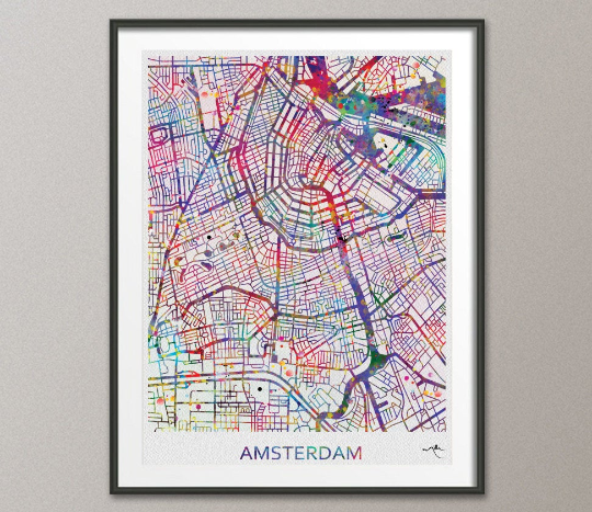 Amsterdam Map Netherland Amsterdam City Map Art Print Wall Art Poster Holland Wall Decor Wanderlust Decor Wall Hanging Travel Decor [NO 788] - CocoMilla