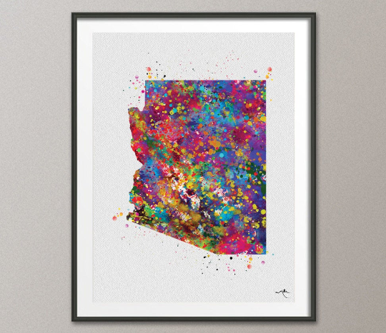 Arizona Map Watercolor Print Wall Art Arizona Poster Arizona Wedding Gift Travel Map Gift Office Decor Wall Decor Home Love Wall Hanging-222 - CocoMilla