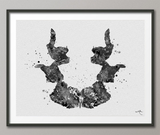 Rorschach Inkblot Test Card 7 BW Watercolor Print Psychology Psychiatry Psychotherapist Psychological Psychologist Clinic Medical Art-1319 - CocoMilla