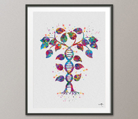 DNA Tree, Double Helix, Watercolor Print, Medical Symbol, Wall Art, Medical Art, Science Art, Graduation Gift, Biology Office Decor, DNA-942 - CocoMilla