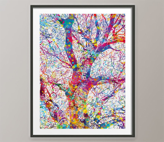 Tree Branch Watercolor Print Nature Tree Branches Forest Painting Housewarming Gift Office Wedding Gift Home Decor Wall Art Wall Hanging-910 - CocoMilla