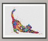 Stretching Cat Watercolor Print Cat Lover Wall Art Wall Decor Cat Mom Home Decor Kitty Cat Painting Kitten Housewarming Wall Hanging-1610 - CocoMilla