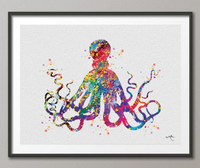 Octopus 2 Sea Life Watercolor illustrations Art Print Coastal Art Wall Art Poster Giclee Wall Decor Art Home Decor Wall Hanging [NO 270] - CocoMilla