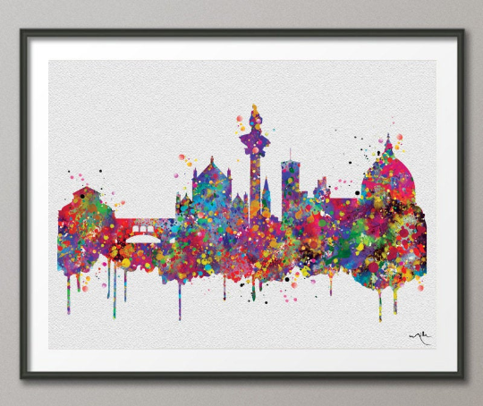 Florence Skyline, Florence City, Florence Watercolor Print, Italy Art Print, Wedding Gift, Travel Wall Decor, Tourism, Wall Hanging-907 - CocoMilla