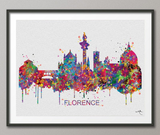 Florence Skyline, Florence City, Florence Watercolor Print, Italy Art Print, Wedding Gift, Travel Wall Decor, Tourism, Wall Hanging-907 - CocoMilla