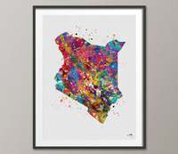 Kenya Map Watercolor Print Africa Map Afro Art Decor Wanderlust Art Print Wall Wedding Gift African Travel Gift Wall Decor Wall Hanging-477 - CocoMilla