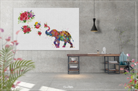 Elephant with Flowers Art Print Watercolor Print Wedding Gift Floral Art Wall Art Nursery Wall Decor Family Art Home Decor Wall Hanging-1348 - CocoMilla