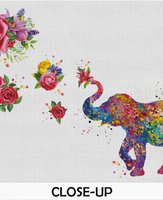 Elephant with Flowers Art Print Watercolor Print Wedding Gift Floral Art Wall Art Nursery Wall Decor Family Art Home Decor Wall Hanging-1348 - CocoMilla