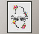 Tooth Chart Floral Watercolor Print Tooth Flowers Anatomical Medical Art Dental Clinic Decor Dentistry Office Dentist Gift Doctor Art-1349 - CocoMilla