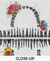 Tooth Chart Floral Watercolor Print Tooth Flowers Anatomical Medical Art Dental Clinic Decor Dentistry Office Dentist Gift Doctor Art-1349 - CocoMilla