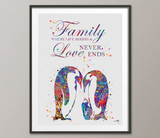 Penguin Family Quote 2 Watercolor Art Print Wedding Gift Nursery Wall Art Wall Decor Art Home Decor Wall Hanging Family Baby Shower [NO 840] - CocoMilla
