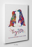 Penguin Couple Love Quote Watercolor Print Together Friendship LGBT Wall Art Valentines Day Home Decor Anniversary Housewarming Gift-1655 - CocoMilla