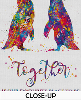 Penguin Couple Love Quote Watercolor Print Together Friendship LGBT Wall Art Valentines Day Home Decor Anniversary Housewarming Gift-1655 - CocoMilla