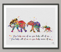 Elephant Family Mom Dad and Baby Quote Art Print Watercolor Painting Wedding Gift Wall Art Wall Decor Art Home Decor Wall Hanging No 645 - CocoMilla