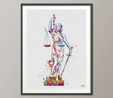 Lady Justice Watercolor Print Scales of Justice Lawyer Office Decor Wall Art Judge Law Wall Hanging Lawyer Gift Pass the Bar Gift Art-247 - CocoMilla