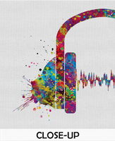 Headphone Watercolor Print Music Art Wall Art Earphones Poster Room Decor Gift DJ Gift Teen Room Bedroom Musical Decor Art Music Studio-1516 - CocoMilla