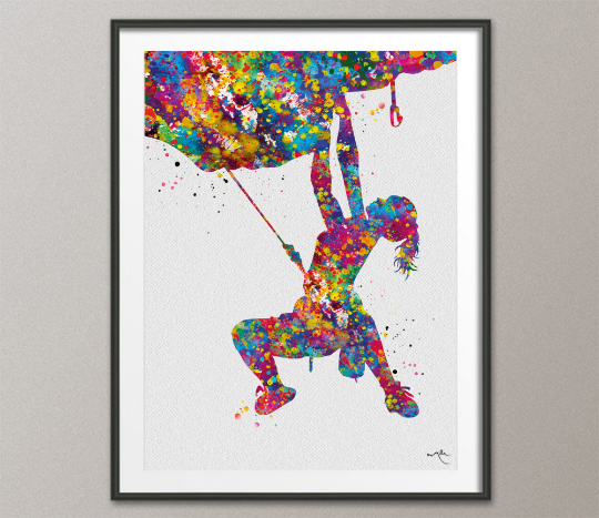 Climber Girl Watercolor Print Rock Climbing Gift Extreme Sport Women Poster Extreme Sport Adventure Outdoor Like a Girl Wall Art Decor-139 - CocoMilla