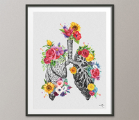 Lungs Floral Anatomy Watercolor Print Flowers Medical Art Science Art inhale Breathe Medicine Pulmonologist Doctor Clinic Office Decor-1336 - CocoMilla