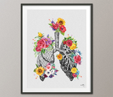 Lungs Floral Anatomy Watercolor Print Flowers Medical Art Science Art inhale Breathe Medicine Pulmonologist Doctor Clinic Office Decor-1336 - CocoMilla