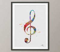 Treble Clef Sign Art Print Watercolor illustrations Art Print Music Studio Dorm Decor Musician Gift Wall Decor Home Decor Wall Hanging-199 - CocoMilla