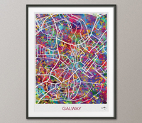 Galway Map, Galway Watercolor Print, Galway Street Map, Travel Decor, City Map Art, Map Wall Hanging, Ireland Street Map, Galway Poster-891 - CocoMilla