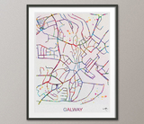 Galway Map, Galway Watercolor Print, Galway Street Map, Travel Decor, City Map Art, Map Wall Hanging, Ireland Street Map, Galway Poster-891 - CocoMilla