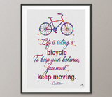 Bicycle Quote Watercolor Print Einstein Quote Decor Sports Art Print Wall Motivational Cyclists Gift Poster Wall Decor Wall Hanging [NO 792] - CocoMilla