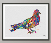 Pigeon Watercolor Print Wall Bird illustration Art Poster Watercolour Bird Dove Wall Decor Home Decor Bird Decor Wild Life Wall Hanging-49 - CocoMilla
