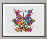 Rorschach Inkblot Test Card 9 Watercolor Print Psychology Psychiatry Psychotherapist Psychological Psychologist Clinic Medical Office-1323 - CocoMilla