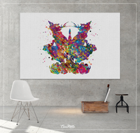 Rorschach Inkblot Test Card 9 Watercolor Print Psychology Psychiatry Psychotherapist Psychological Psychologist Clinic Medical Office-1323 - CocoMilla