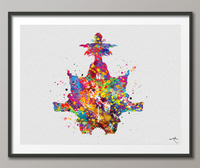 Rorschach Inkblot Test Card 6 Watercolor Print Psychology Psychiatry Psychotherapist Psychological Psychologist Clinic Medical Office-1316 - CocoMilla